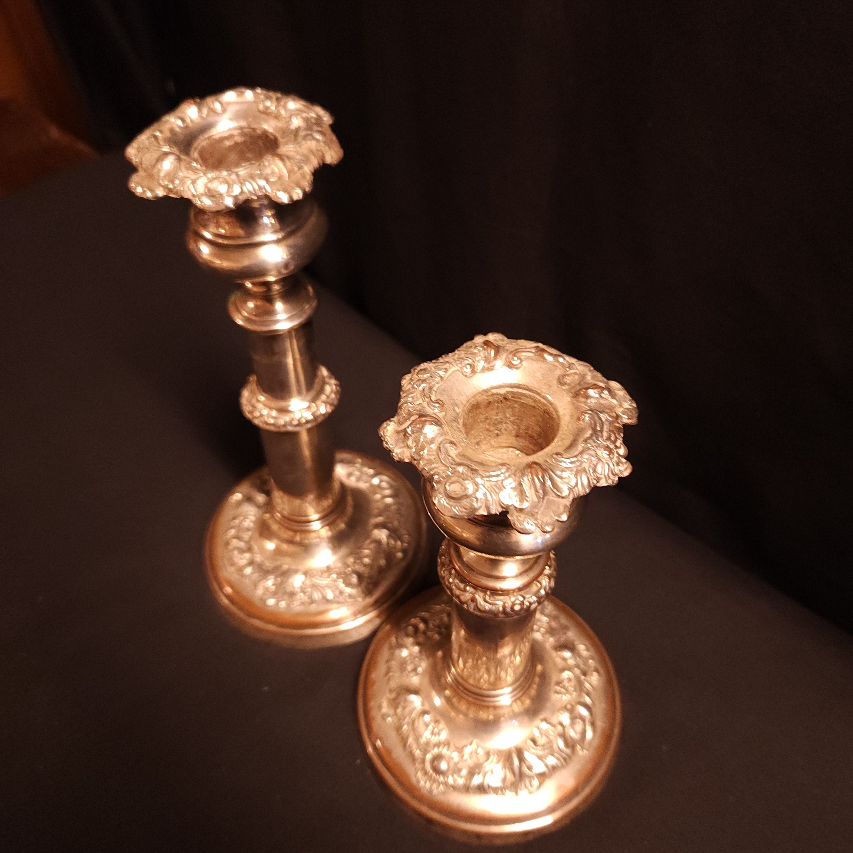 Pair Georgian Silver on Copper Candlesticks circa 1810/1820