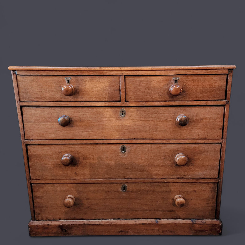 Late 19thC/early 20thC 2 over 3 Oak Chest of Drawers