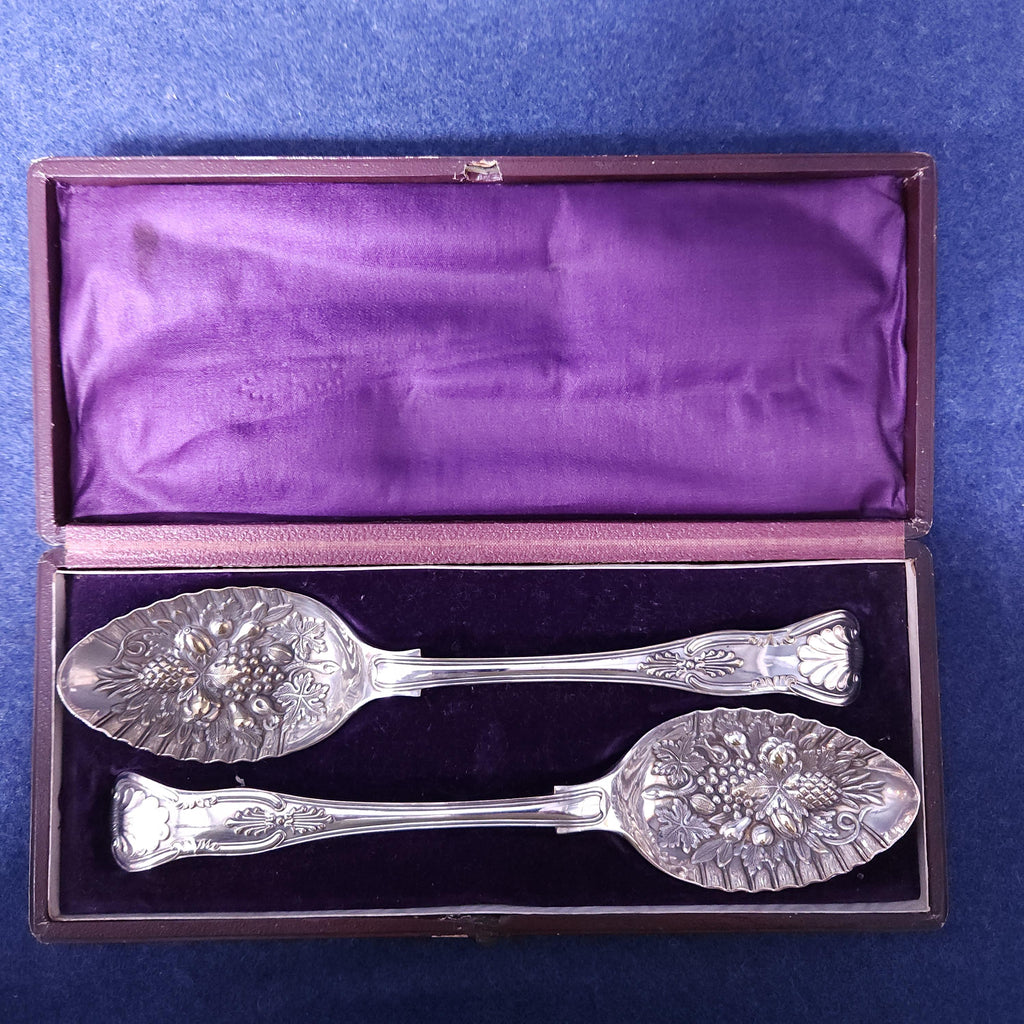 Early 20thC Cased Silverplated Berry Spoons