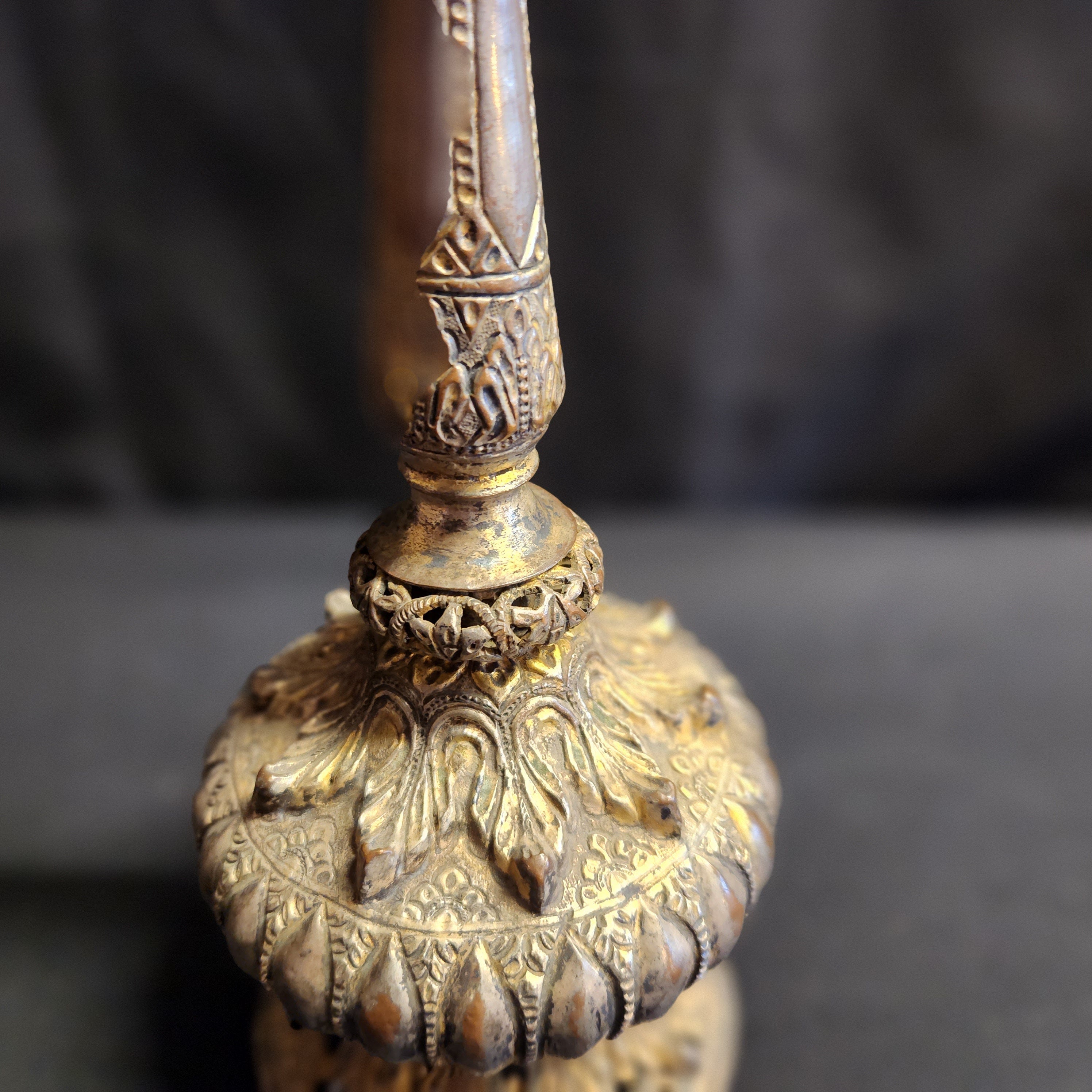 Italian, Tuscan Antique Ecclesiastical White Metal & Gilt Holy Water Sprinkler, Circa 1770/80