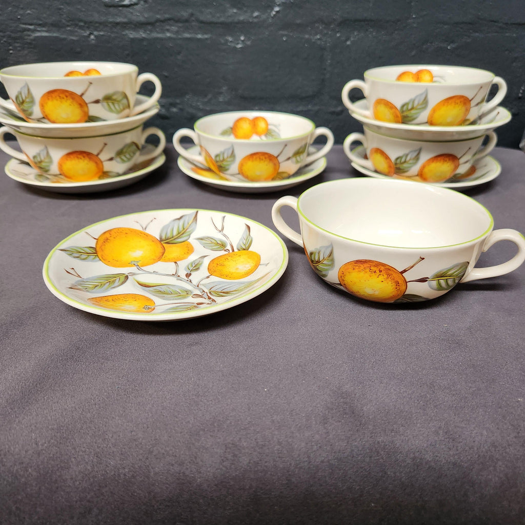 Wood and Sons, Orange Grove Soup Coupes and Saucers