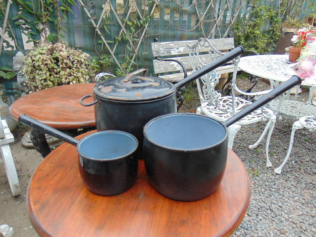 Set of 3 Vintage Judge Iron and Enamel Saucepans