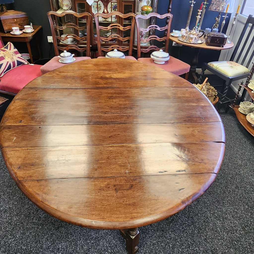 18th Century Elm Barley Twist Gate Leg Table