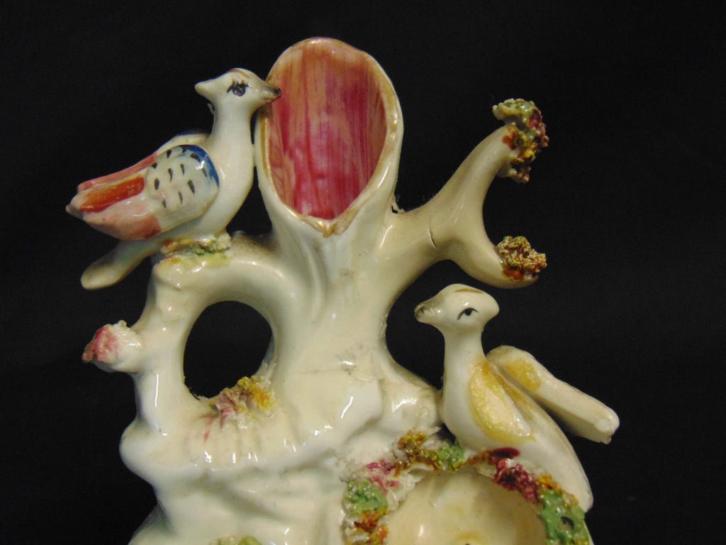 Victorian Staffordshire Spill Vase - Birds With A Nest