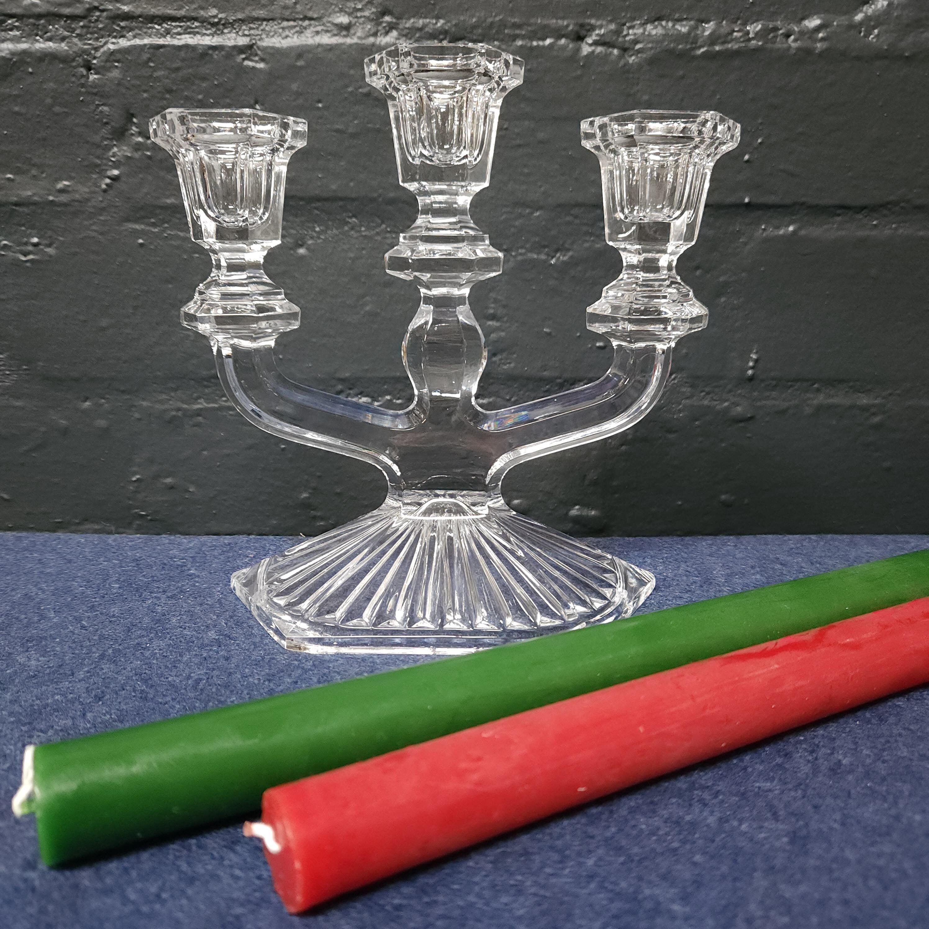 Continental Glass Three Arm Candelabra