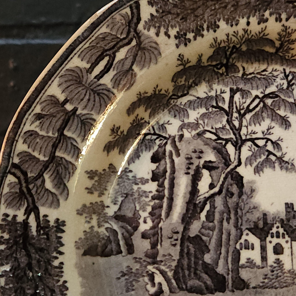 Georgian, W Davenport,  Small Black and White Transfer Plate Circa 1805