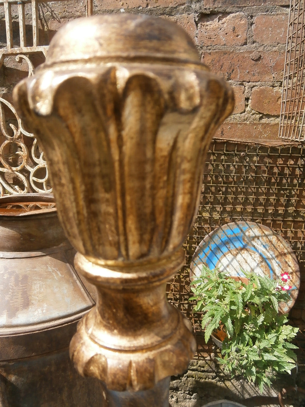 Pair Of Tall Giltwood Candlesticks - Vintage