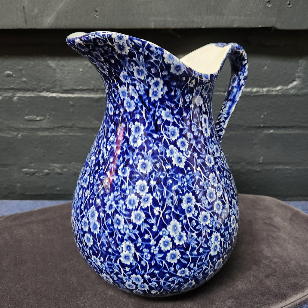 Large Calico Blue Pitcher - Burleigh Ware by Burgess & Leigh