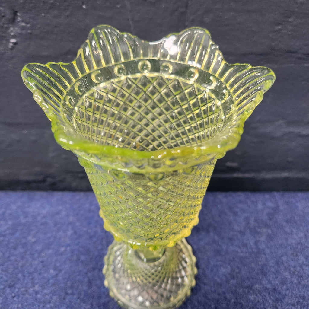 Yellow Uranium Glass Celery Vase