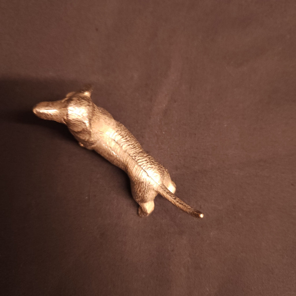 Small White Metal Dachshund Figurine