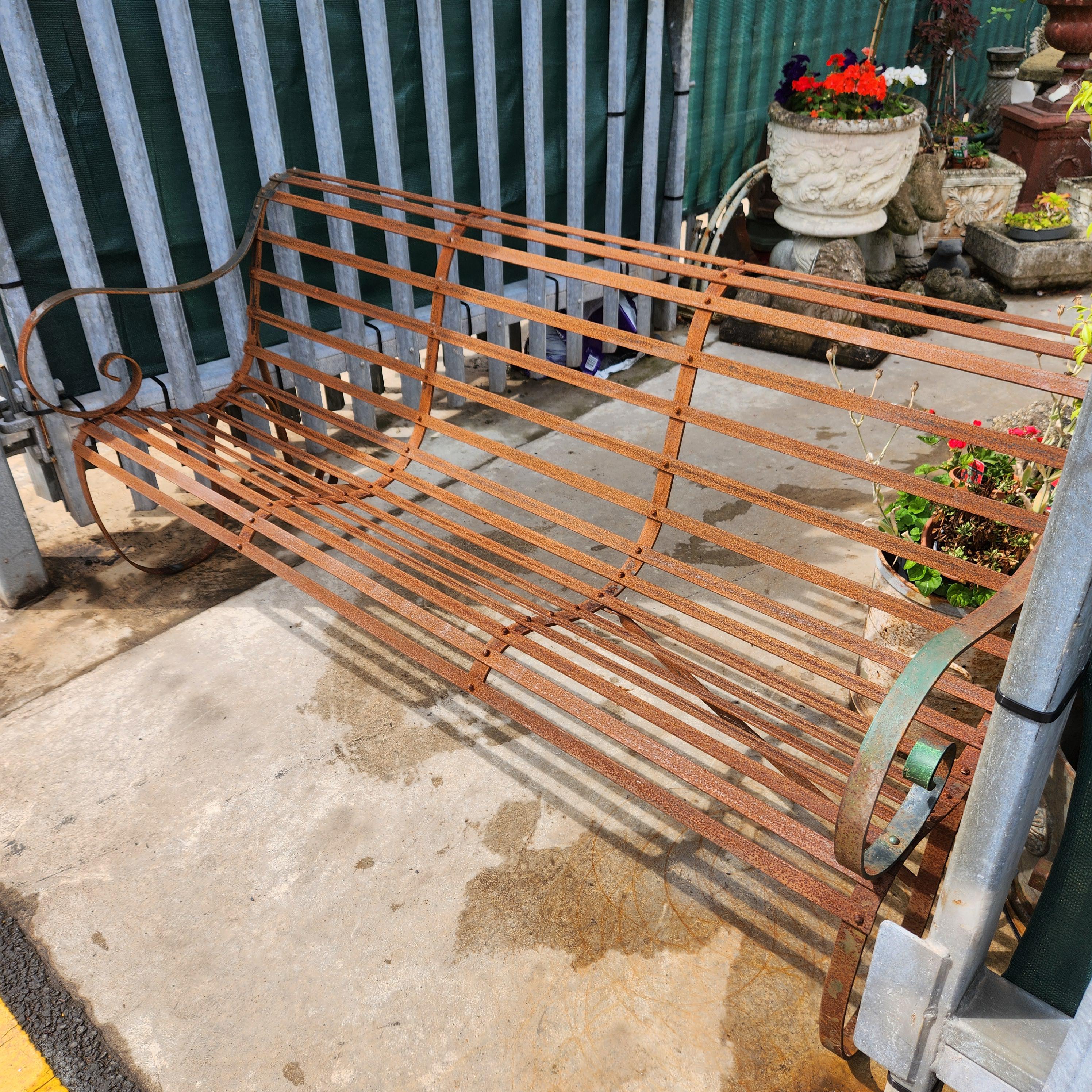 19thC Slatwork Metal Garden Bench