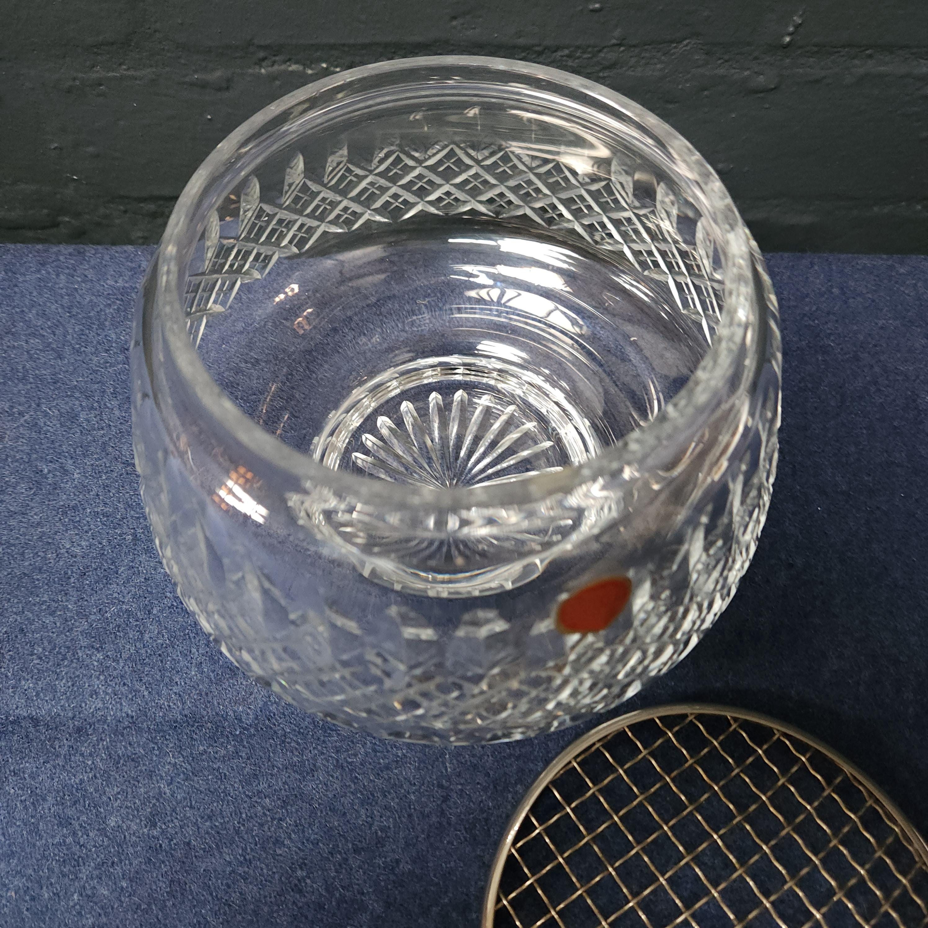 English Hand Cut Lead Crystal Rose Bowl