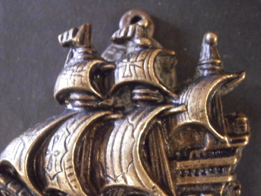 Brass Door Knocker Of A Eliabethan Galleon - Vintage