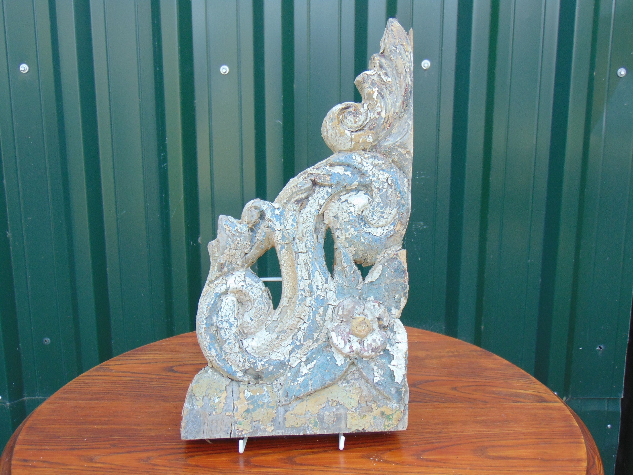 Carved Wooden Shelf Bracket, 19th Century Antique