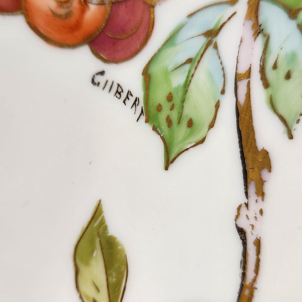 French Limoge Cherries Dessert Plate - Signed Gilbert