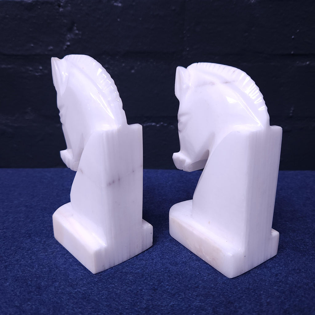 Pair mexican Onyx Horse Head Book-Ends