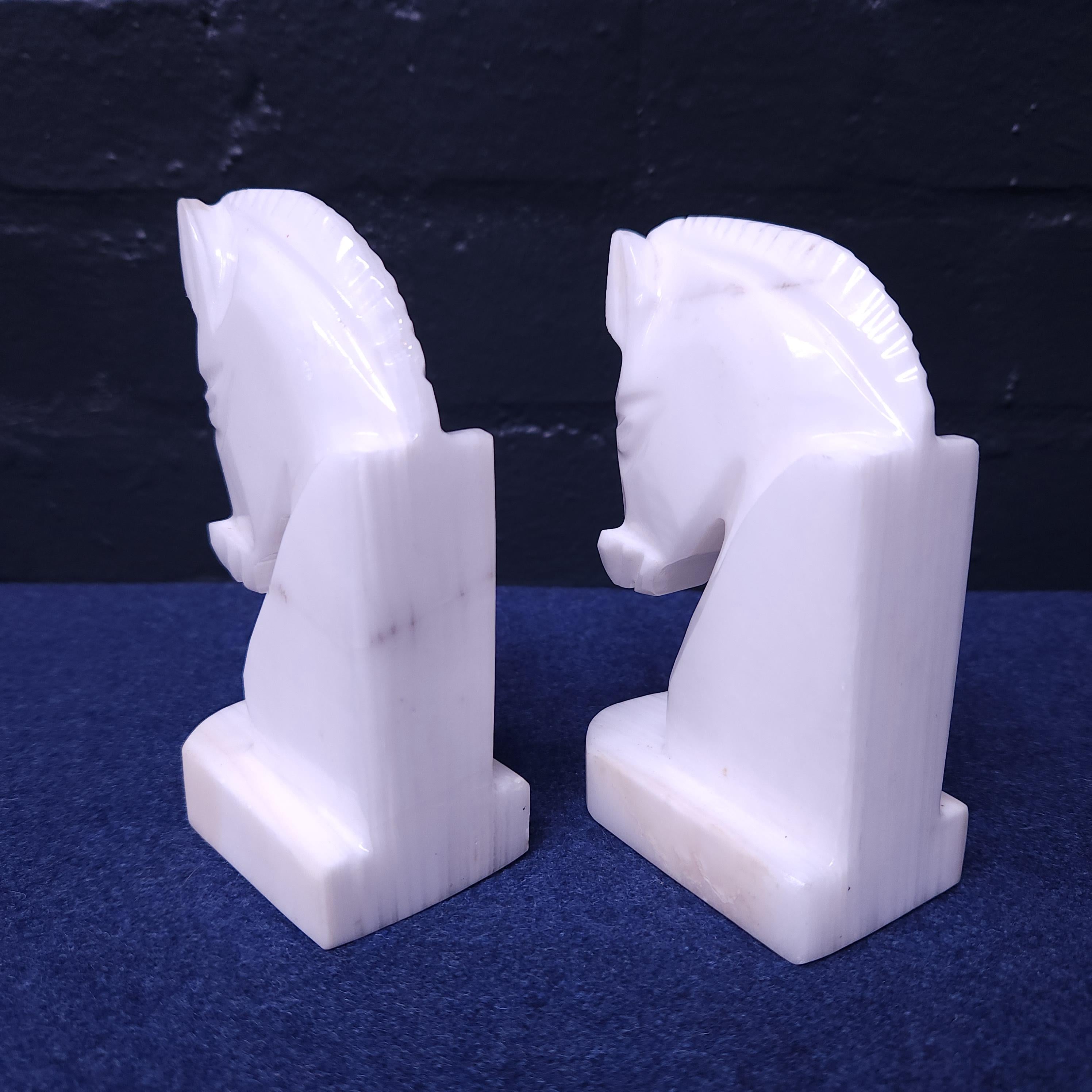 Pair mexican Onyx Horse Head Book-Ends