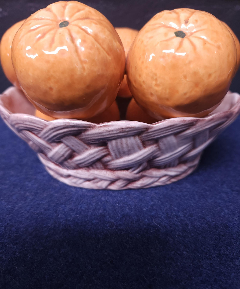 Italian Ceramic Oranges in a Basket