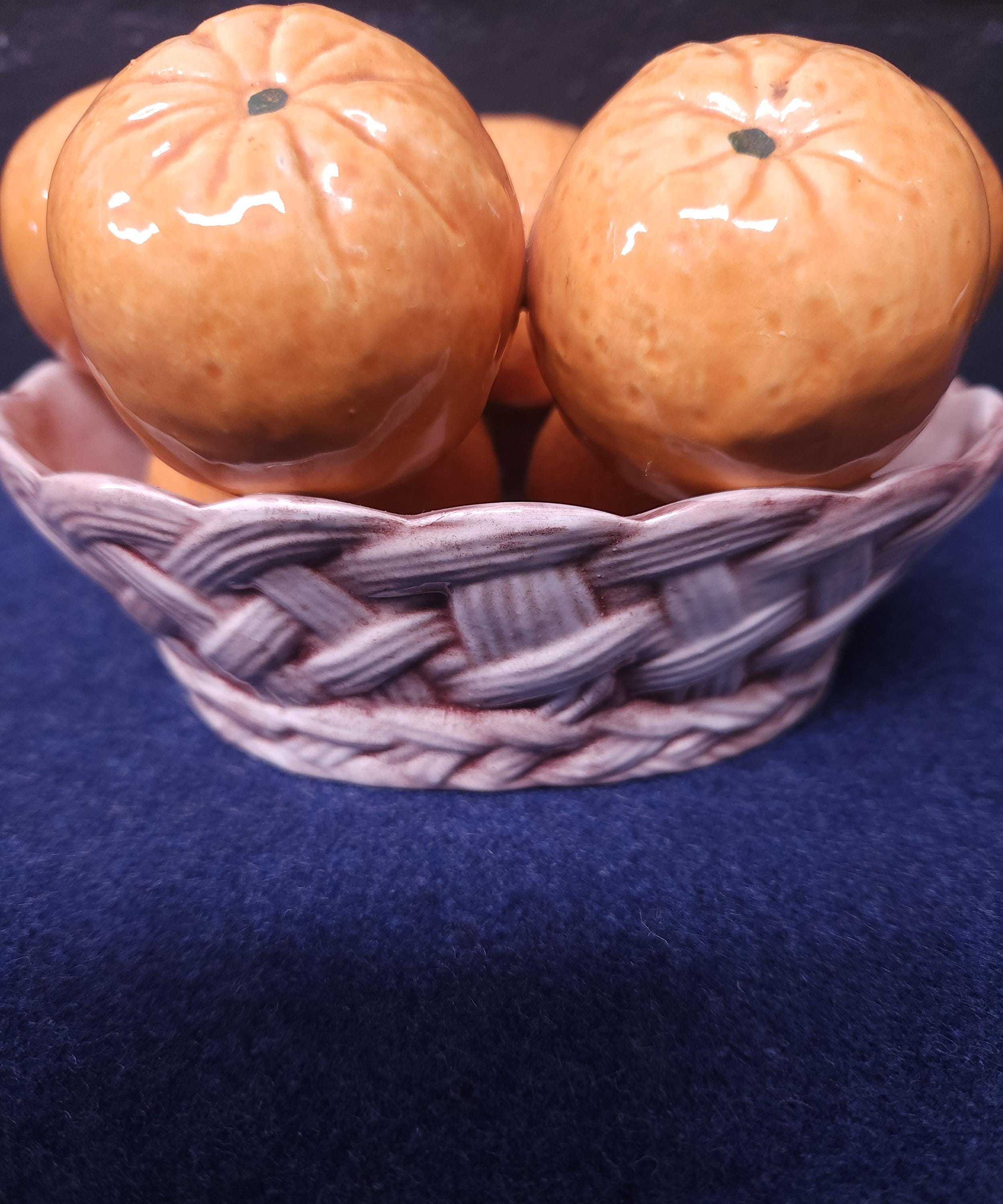 Italian Ceramic Oranges in a Basket