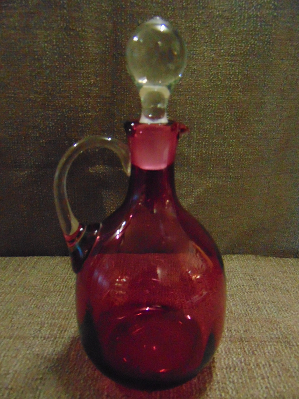 Cranberry Glass Decanter with 6 Glasses