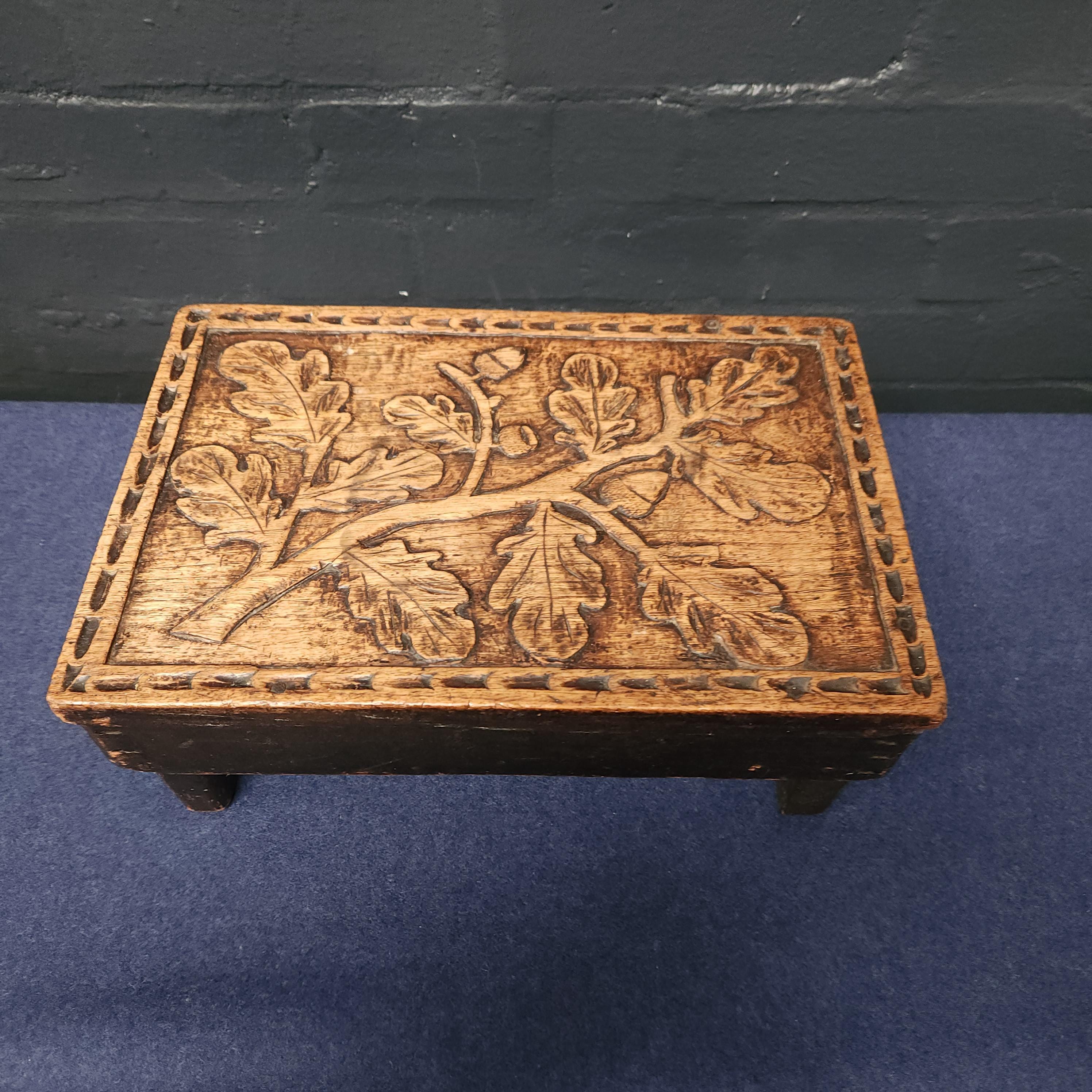Rustic Carved Foot Stool
