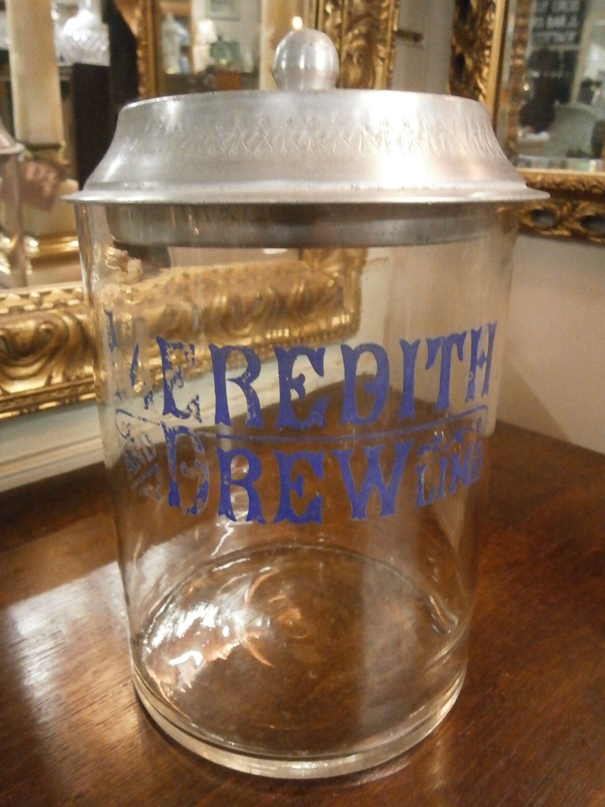 Rare Edwardian Meredith Drew Counter Top Biscuit Jar -- Antique
