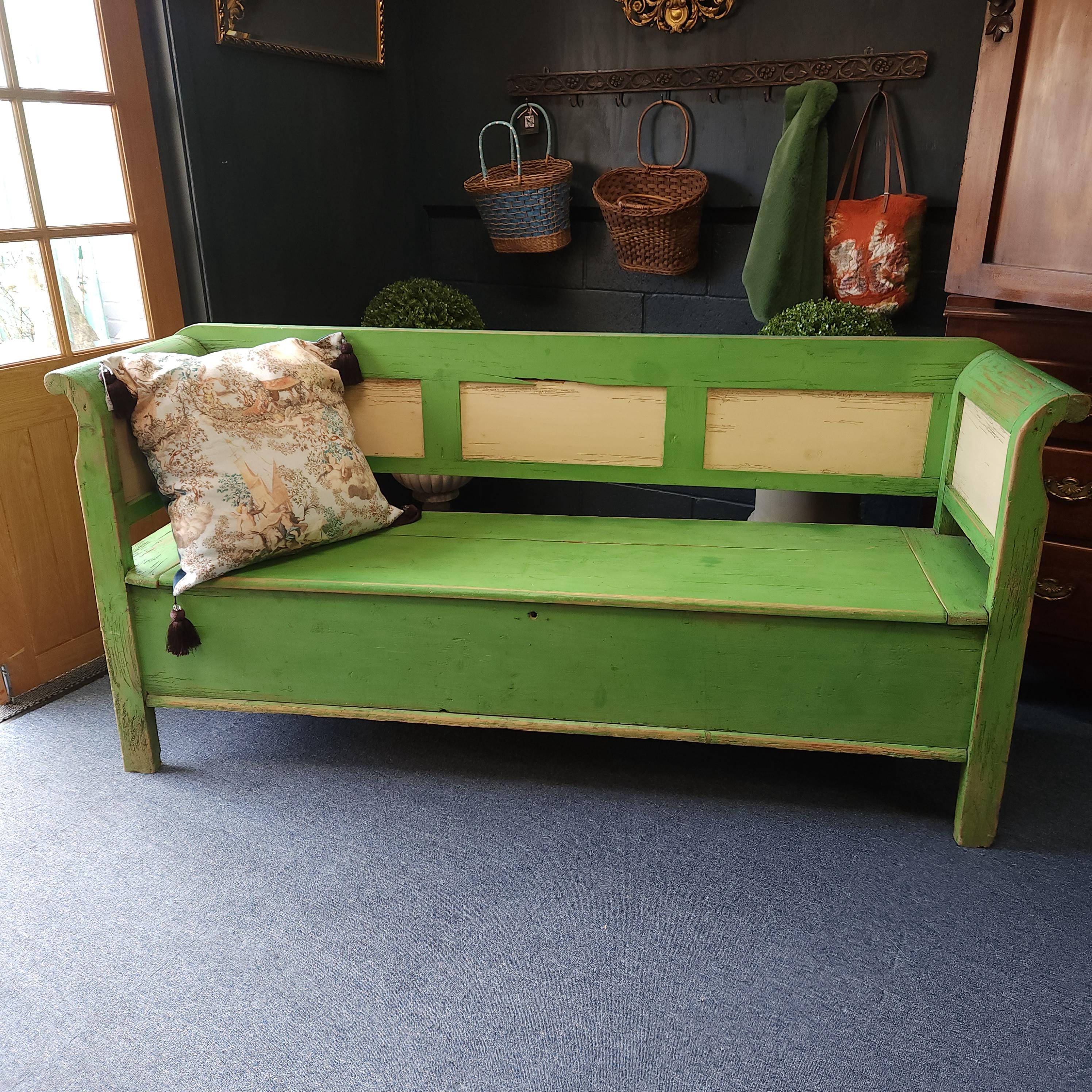 Continental Painted Pine Box Settle