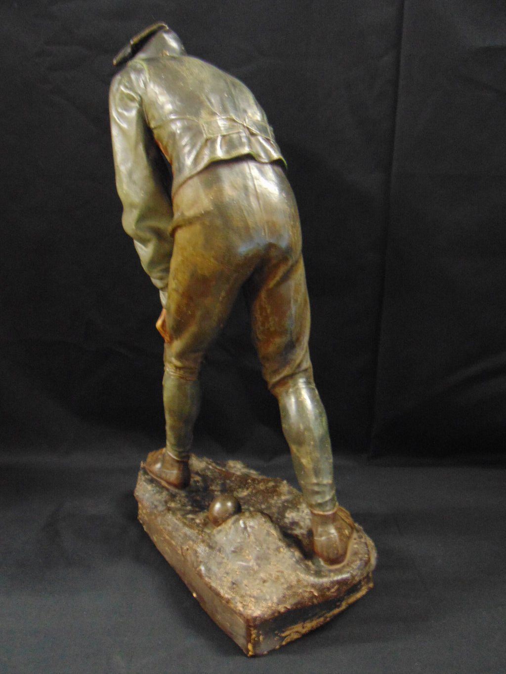 Large Continental Ceramic Figurine of a Man playing Bowls/Boules/Petanque - Vintage