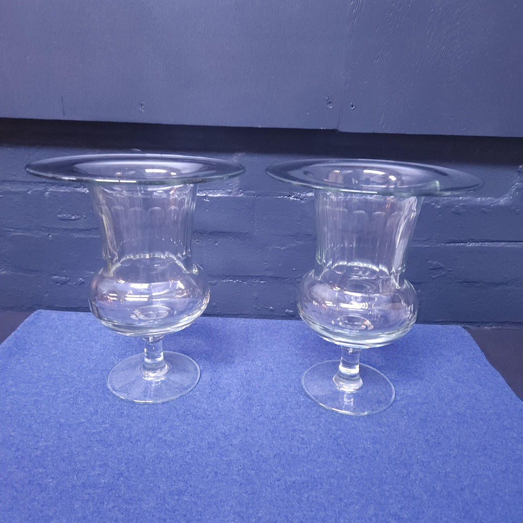Large Pair 19thC Pedestal Glass Vases