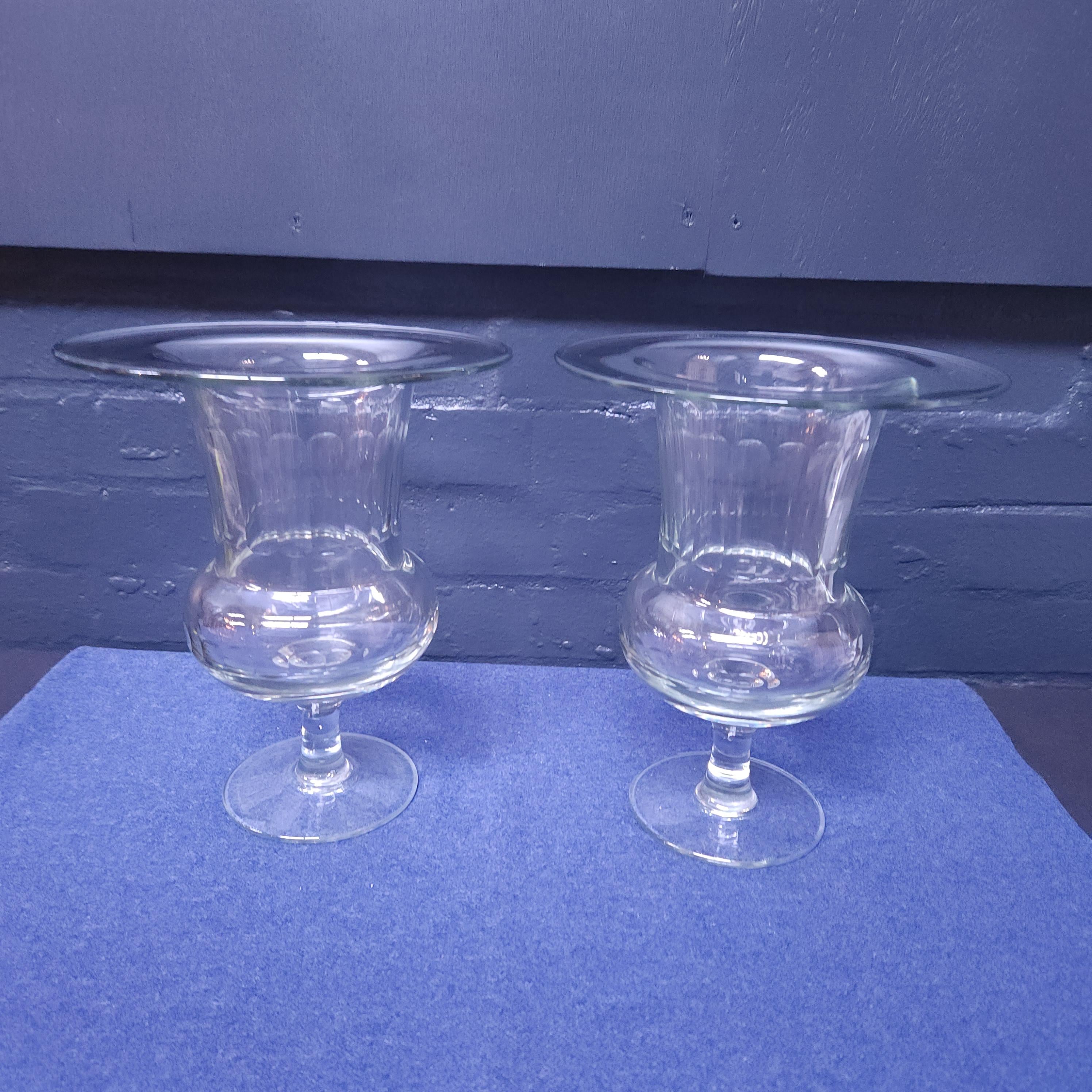 Large Pair 19thC Pedestal Glass Vases