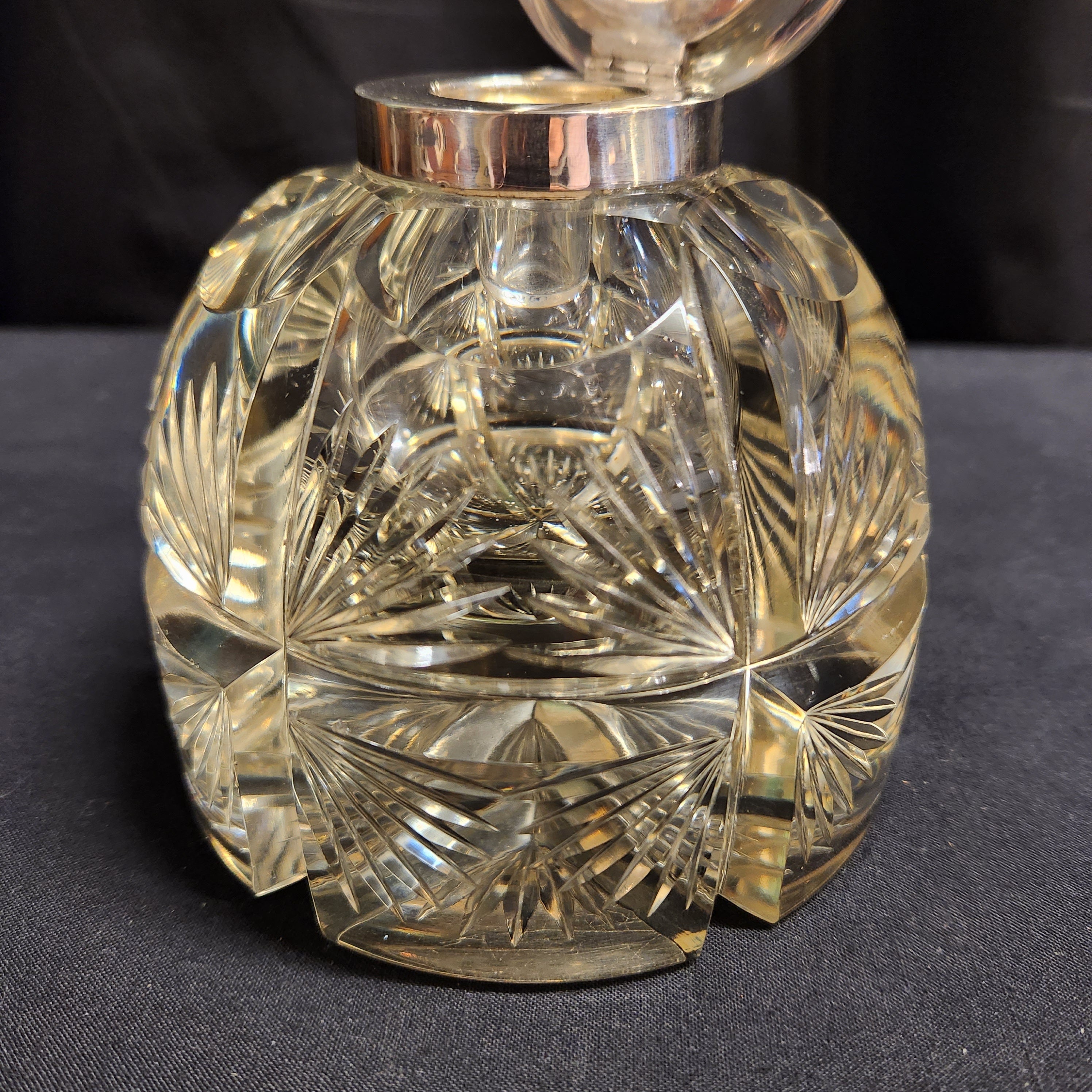 Thomas Webb & Sons, Large Heavy Cut Glass and Hallmarked Silver Inkwell