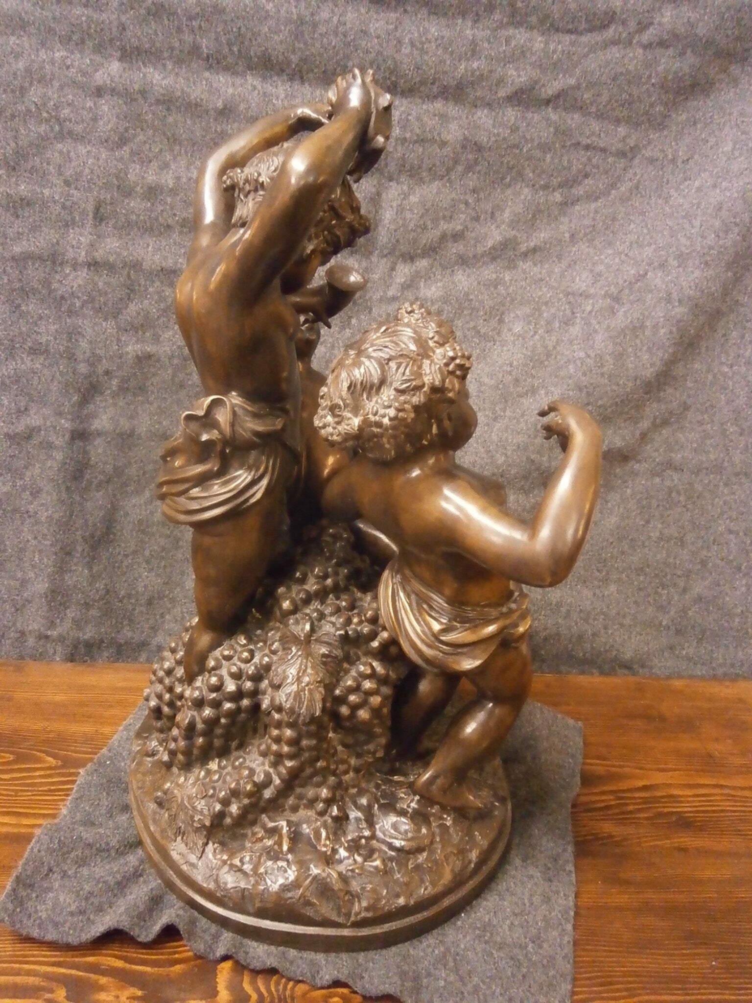 Large 63cm French Bronze Bacchus Group Of Cherubs Playing