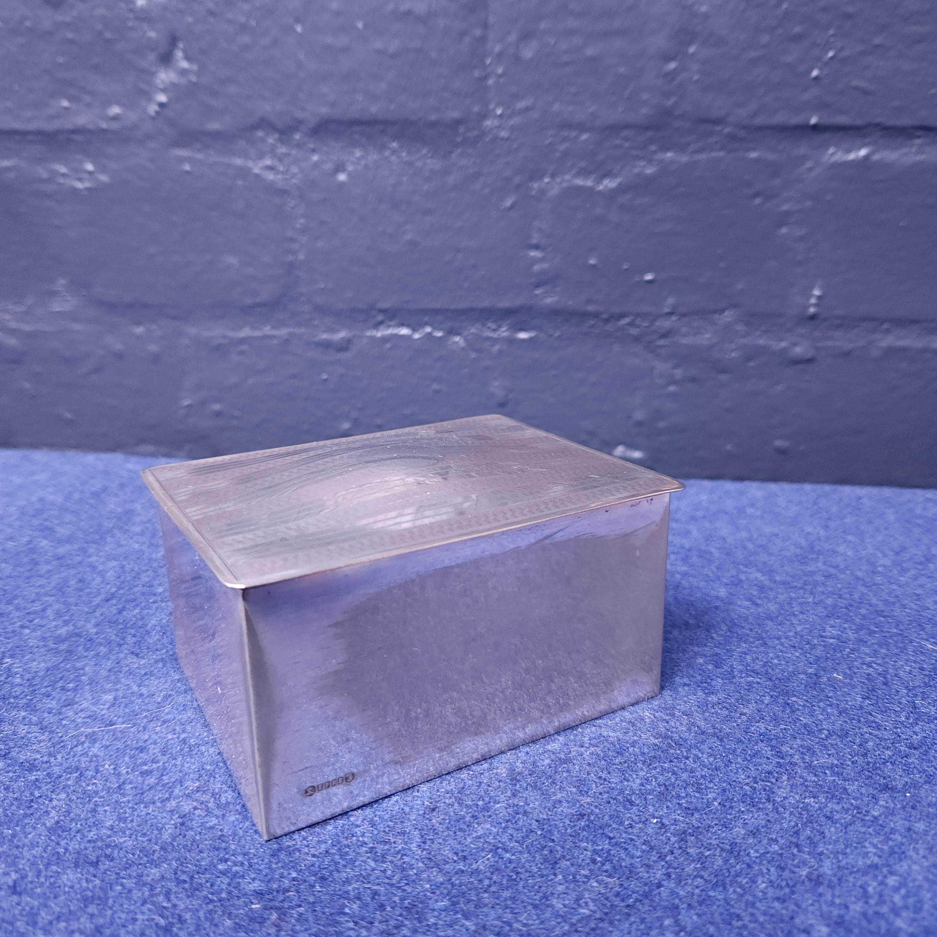 Silverplated Box, Engine-Turned Engraved, Wood Lined