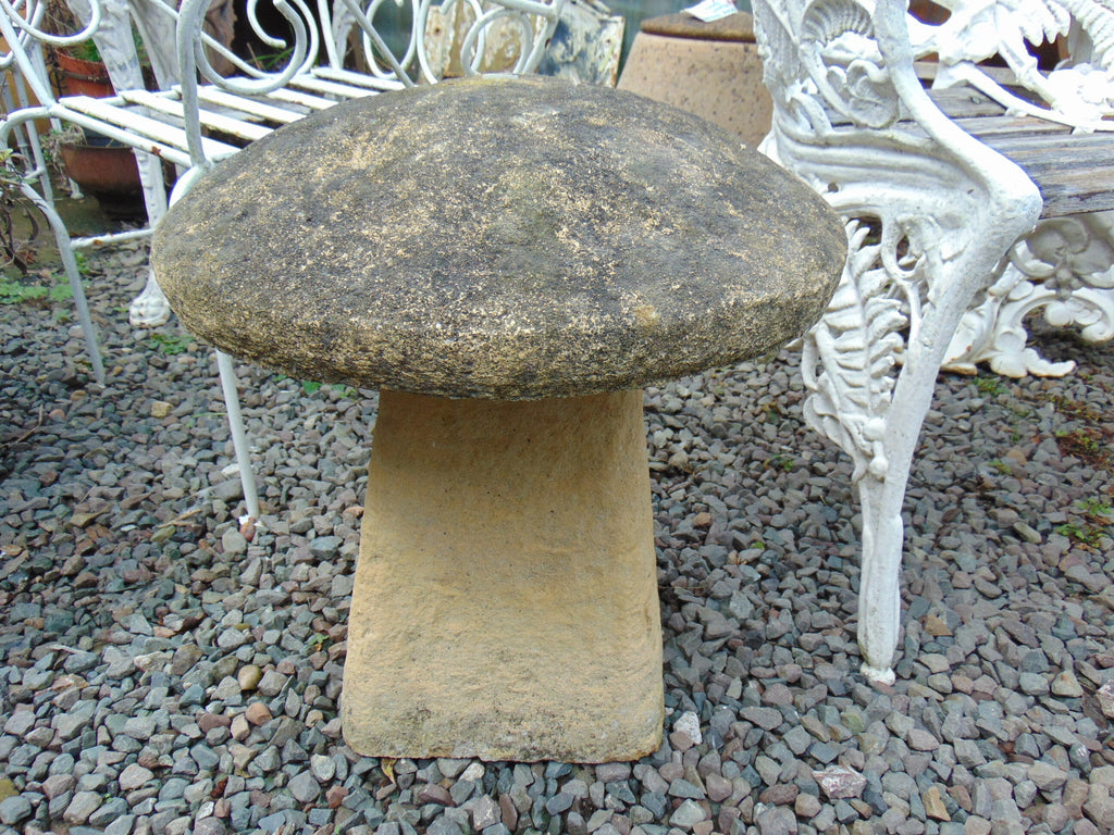 Weathered Reconstituted Stone, Staddle Stone, Mushroom Water Feature Fountain