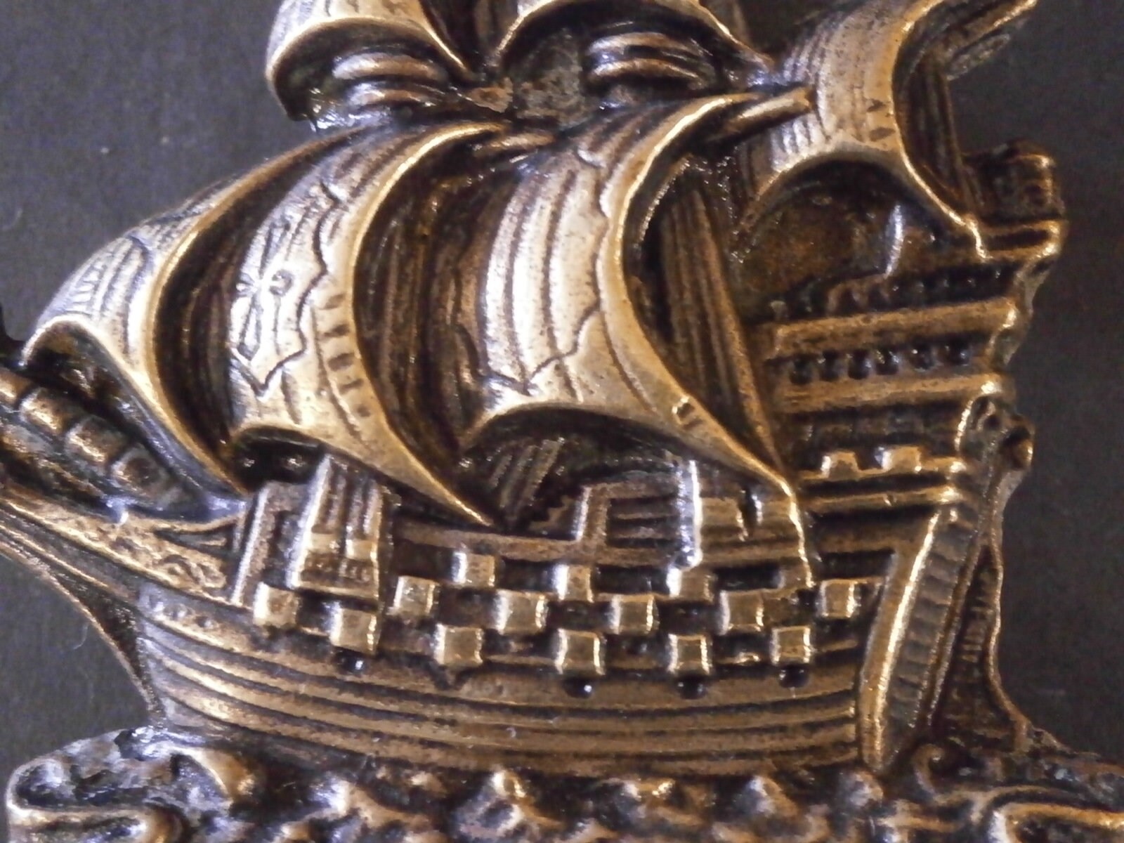 Brass Door Knocker Of A Eliabethan Galleon - Vintage