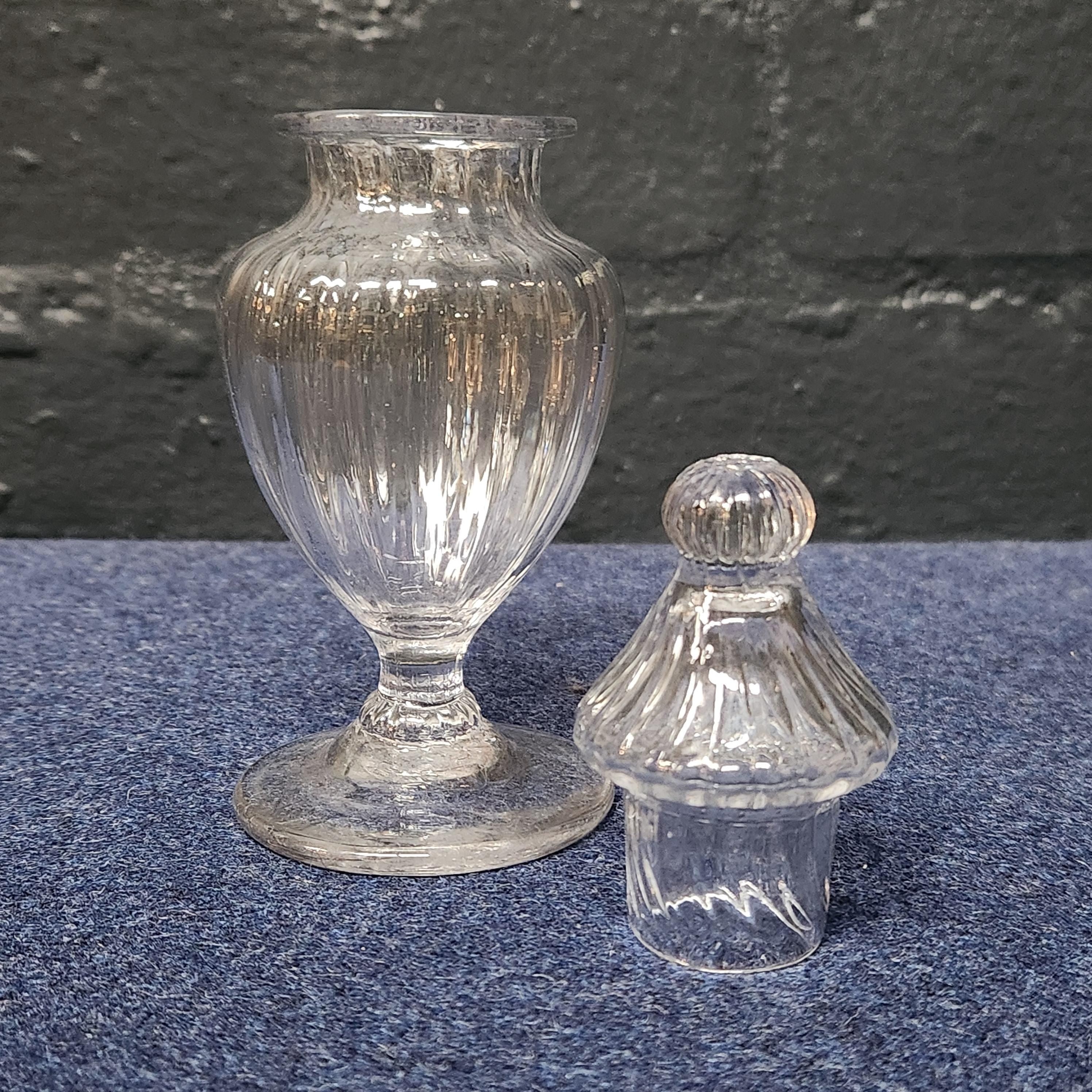 Hand Blown Glass Dry Mustard Lidded Jar Circa 1790
