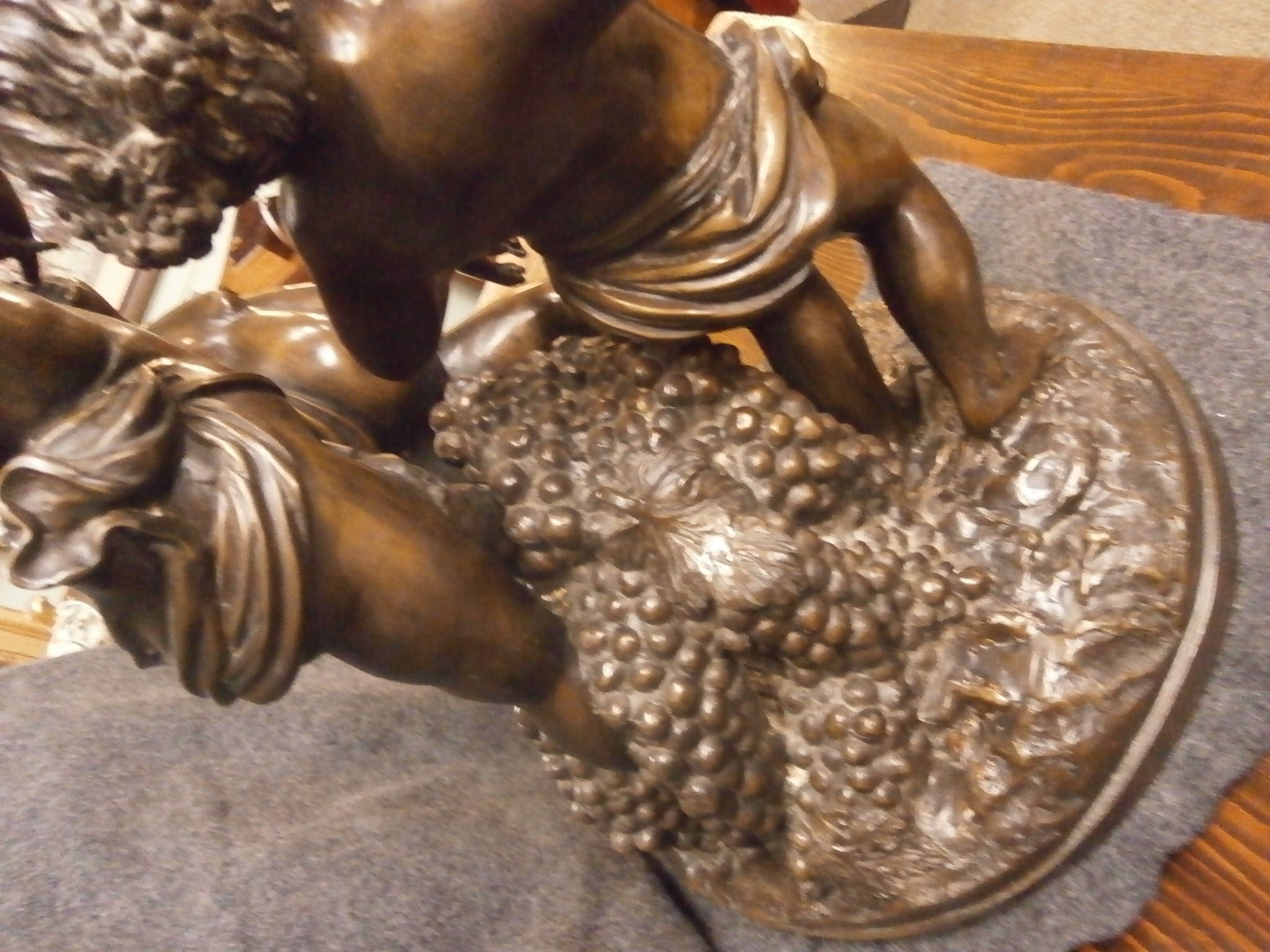 Large 63cm French Bronze Bacchus Group Of Cherubs Playing