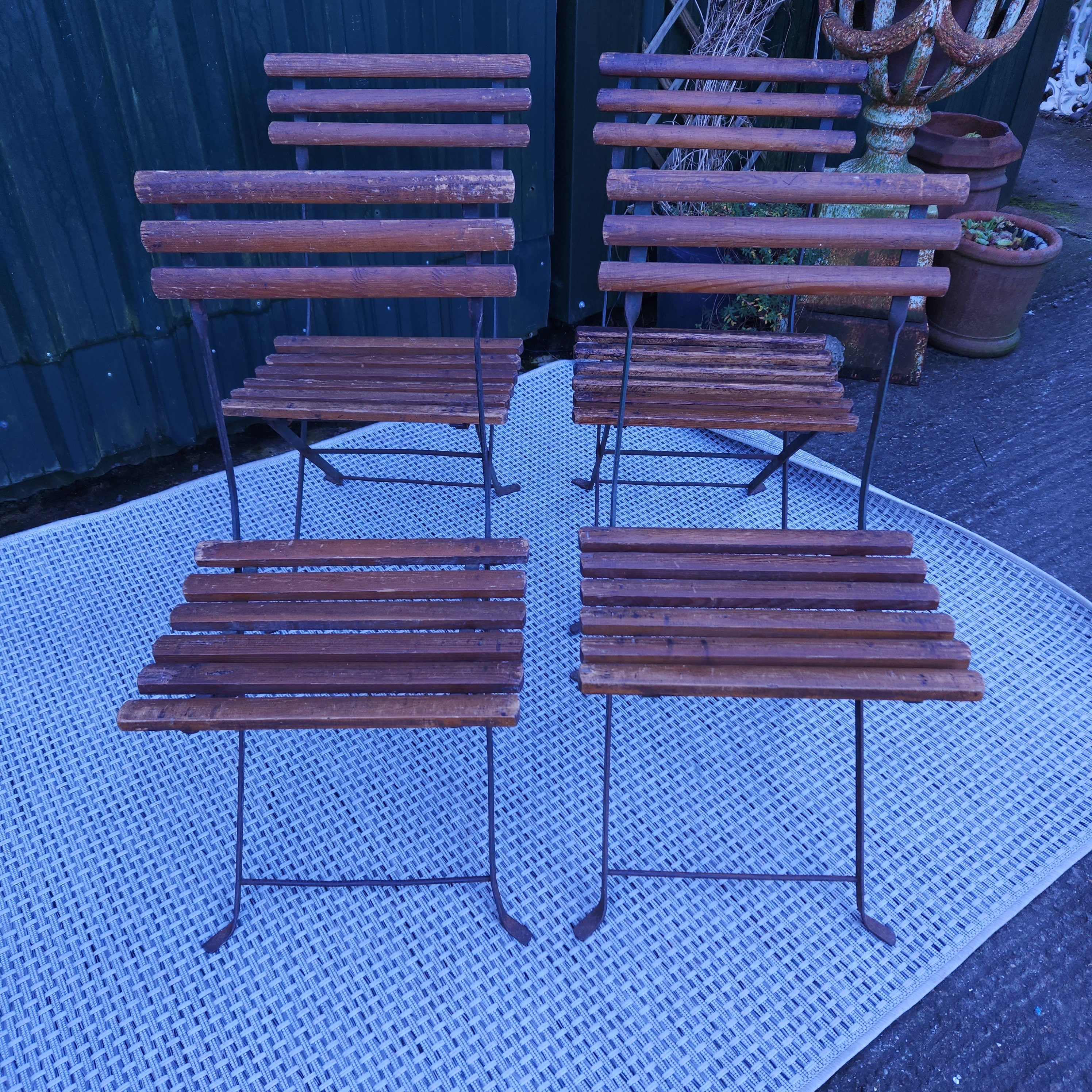 Set 4 Folding Chairs Circa Early 20thC