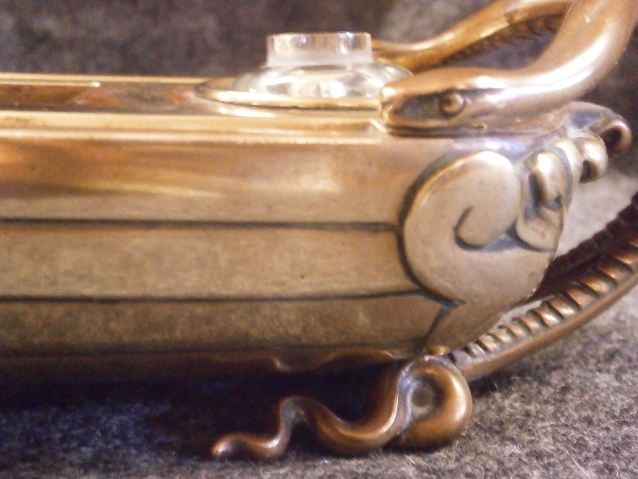 Late 19thC Japanese Gilt Bronze Desk Stand / Inkwell