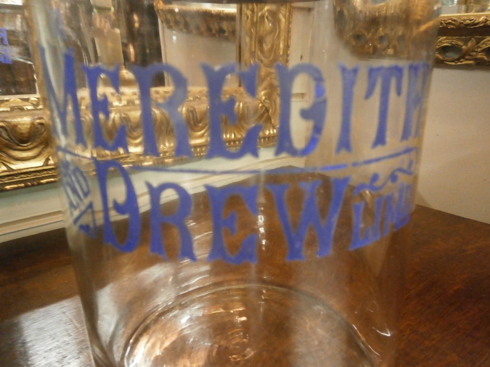 Rare Edwardian Meredith Drew Counter Top Biscuit Jar -- Antique