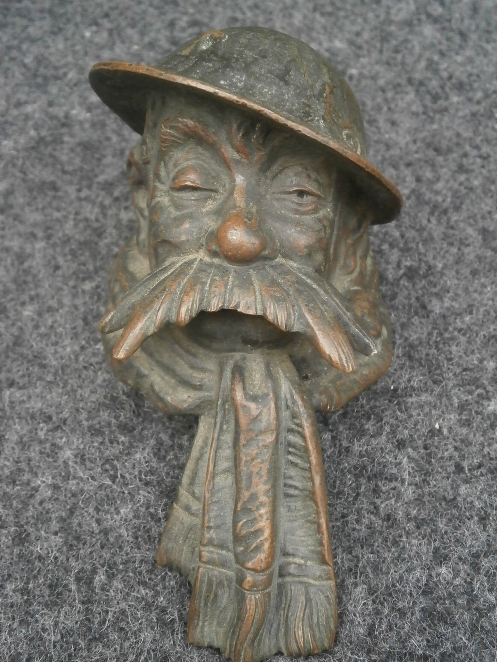 Antique Patinated Bronze Old Bill Car Mascot - Bruce Bairnsfather