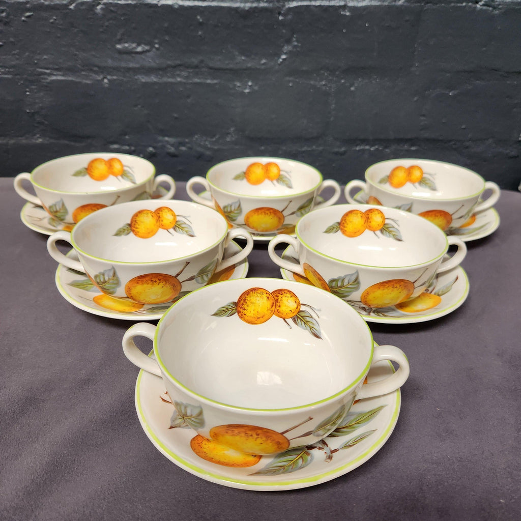 Wood and Sons, Orange Grove Soup Coupes and Saucers