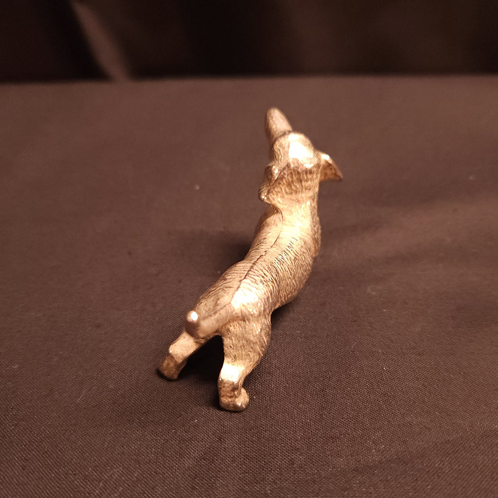 Small White Metal Dachshund Figurine
