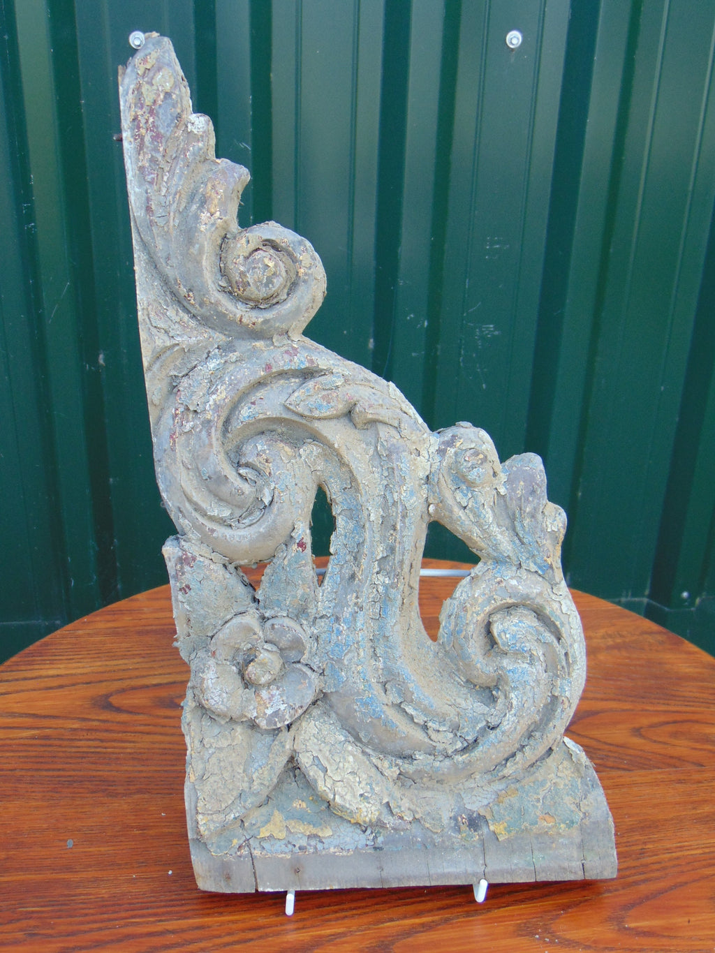 Carved Wooden Shelf Bracket, 19th Century Antique