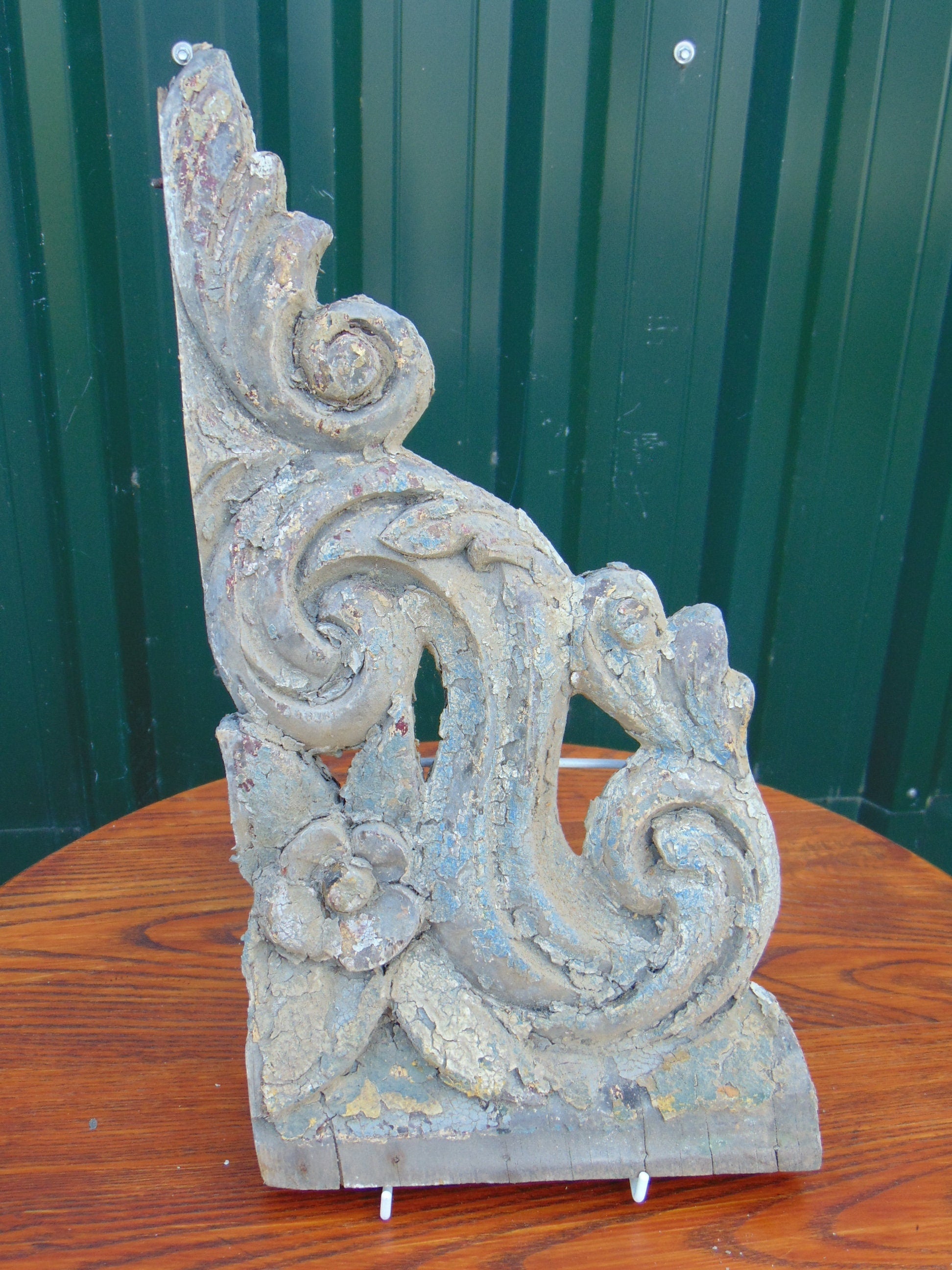 Carved Wooden Shelf Bracket, 19th Century Antique