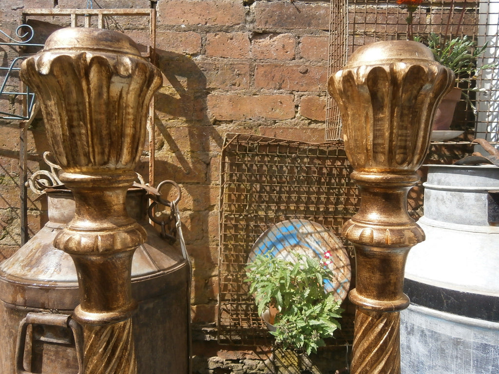 Pair Of Tall Giltwood Candlesticks - Vintage