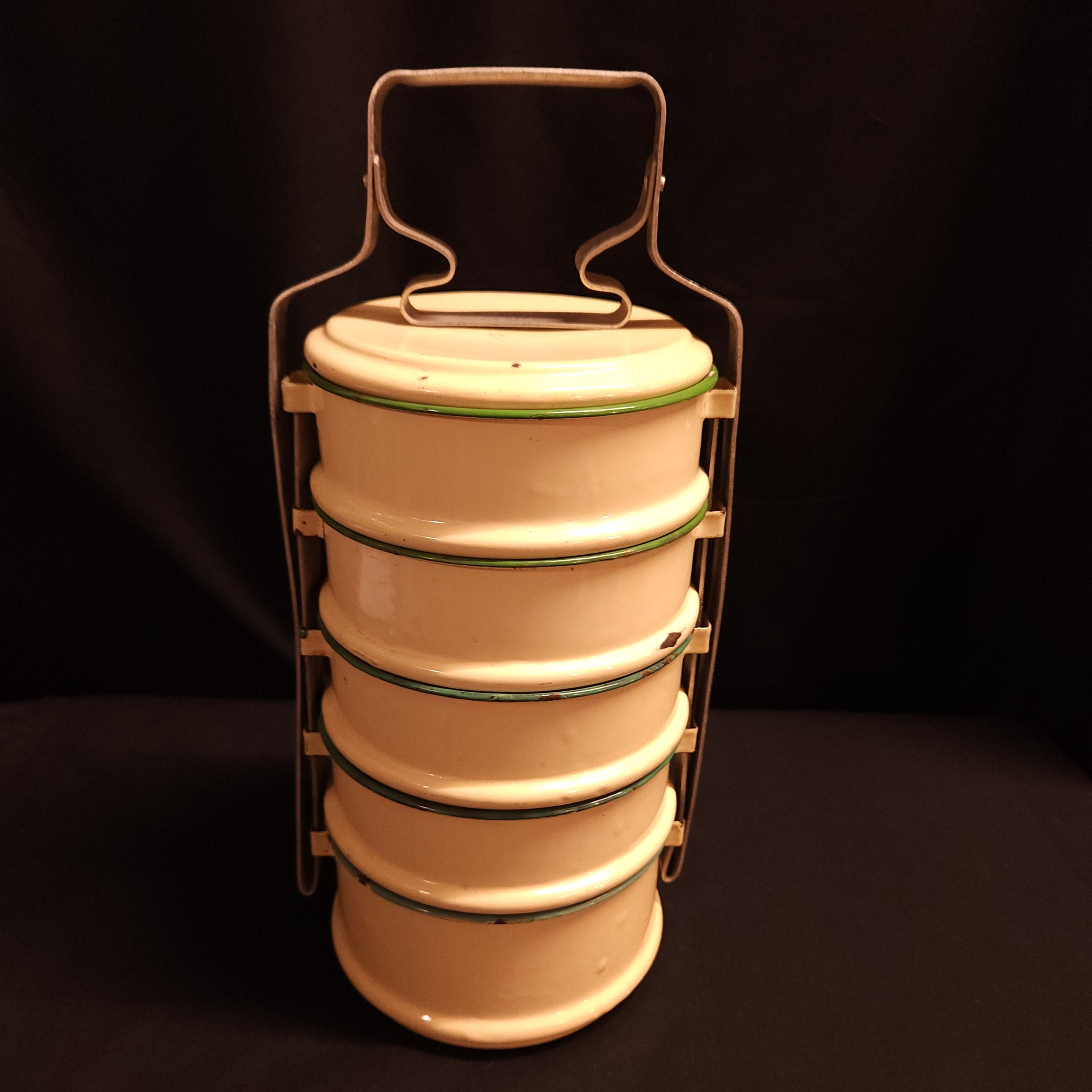 Vintage Enamel 5 Tier Tiffin Box