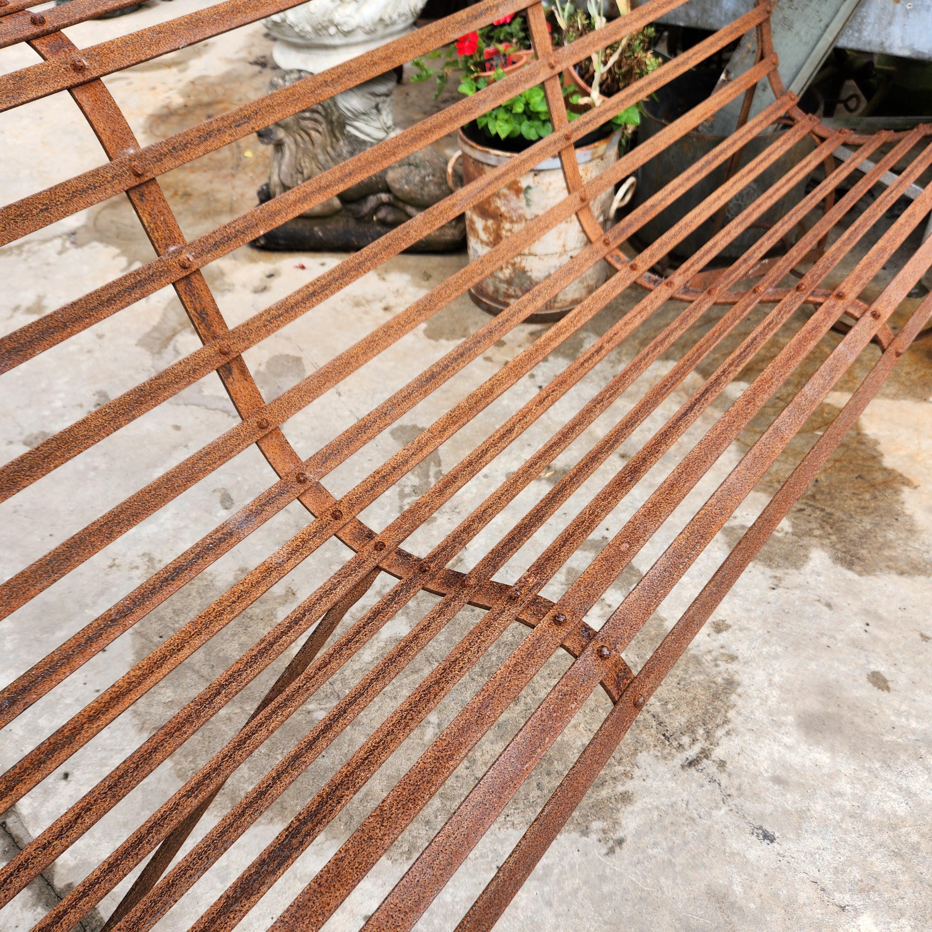 19thC Slatwork Metal Garden Bench