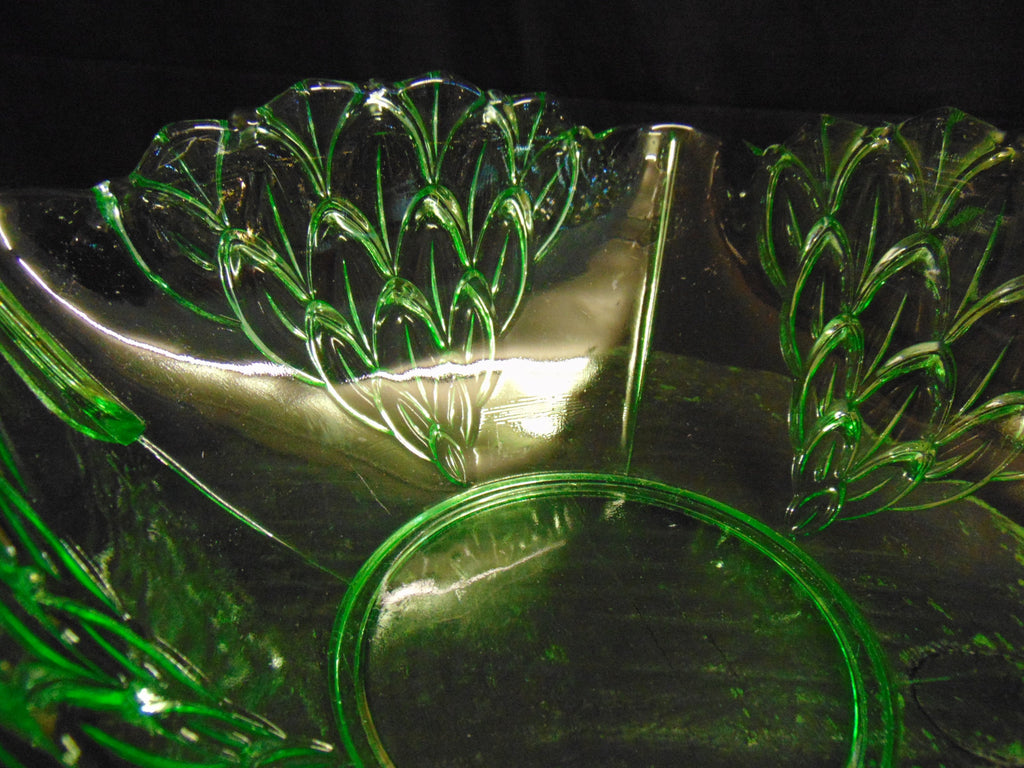 Art Deco Czechoslovakian Uranium Glass Fruit Bowl