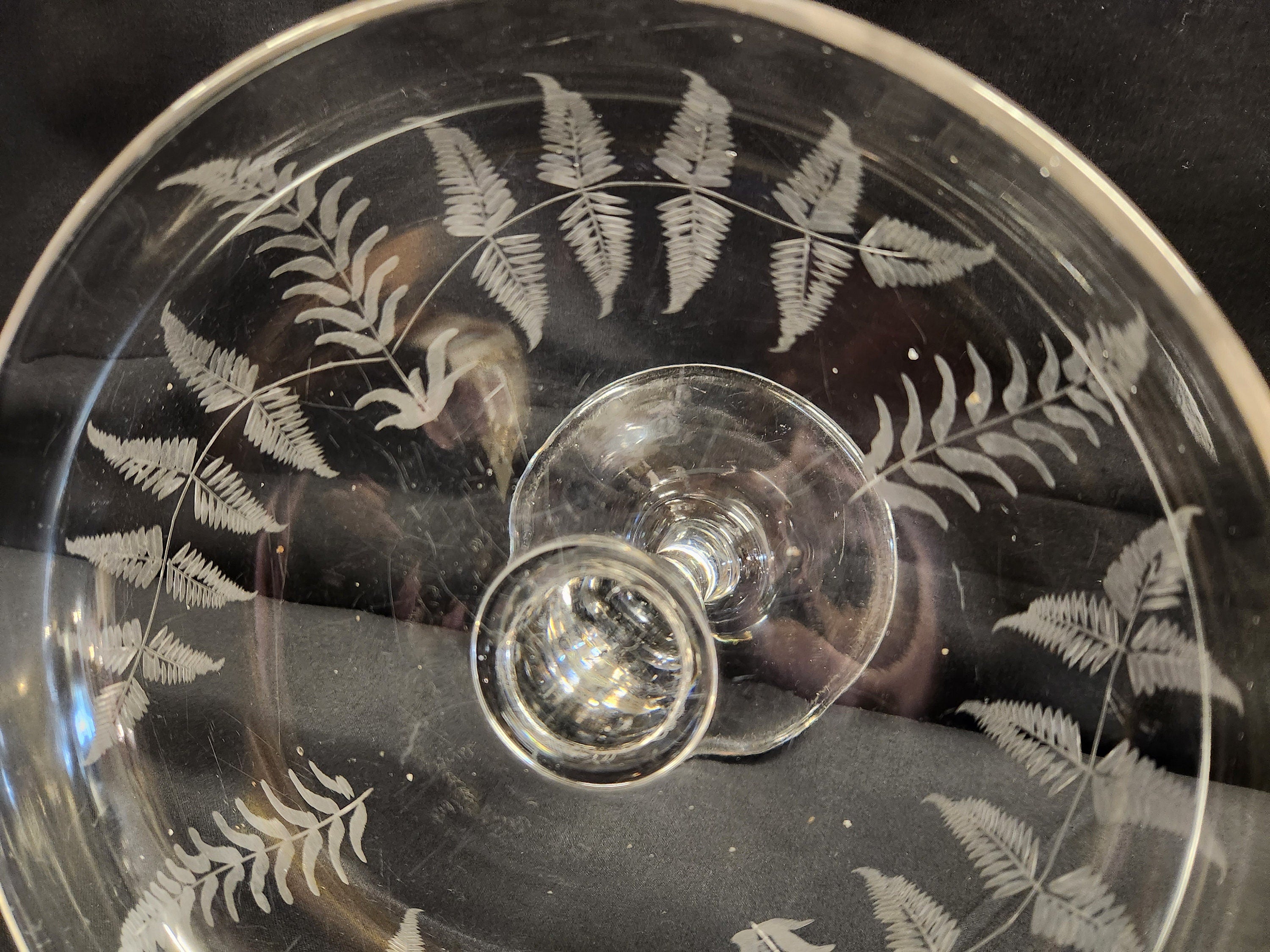 Antique Georgian Lead Glass, Heavy Quality, Etched Comport